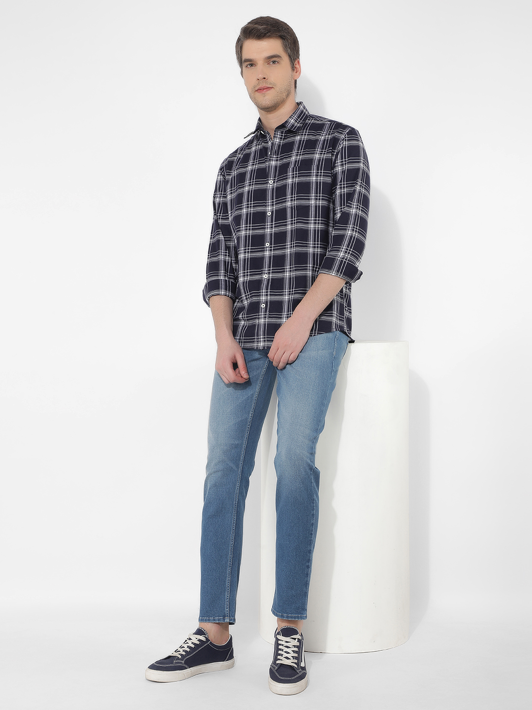 Numero Uno Men Checkered Navy Shirt